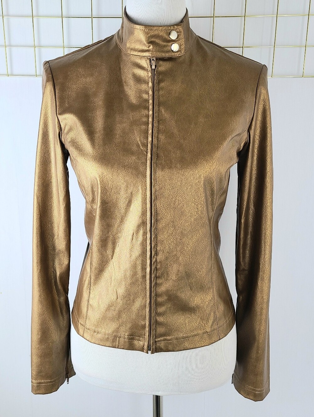 XOXO In America And Abroad Vintage 90s Y2K Bronze Made In USA Moto Jacket